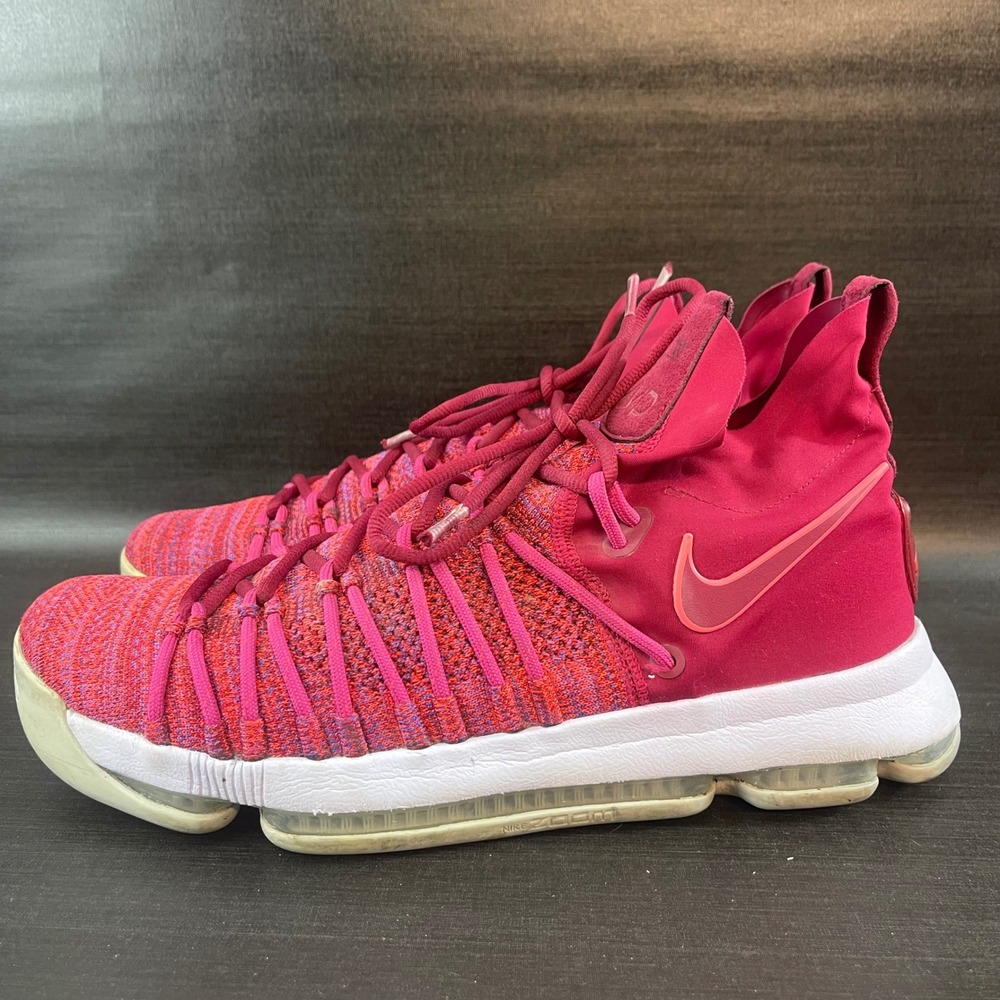Nike Zoom KD 9 Mens size 10.5 Basketball Athletic Running Red Shoes 878637